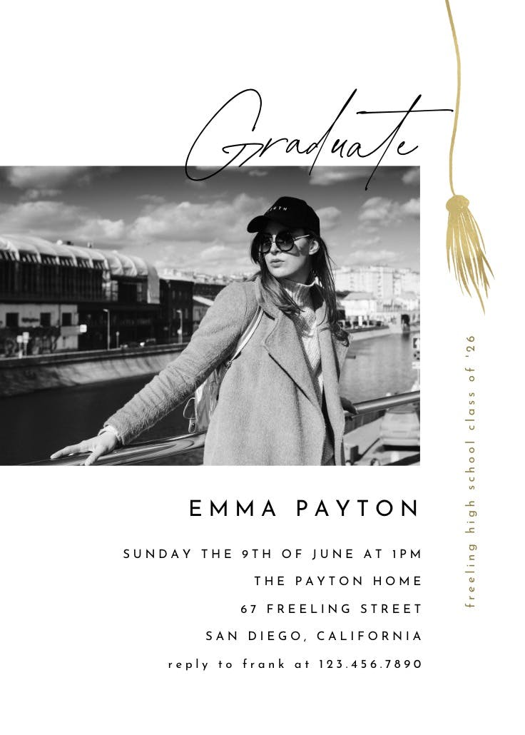 Golden tassel - graduation party invitation